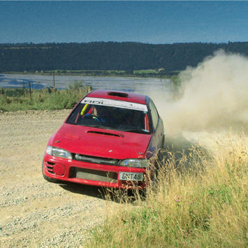 Josh Marston at Rakaia Zig Zag Gravel Sprint in 2007 in his Subaru Impreza WRX